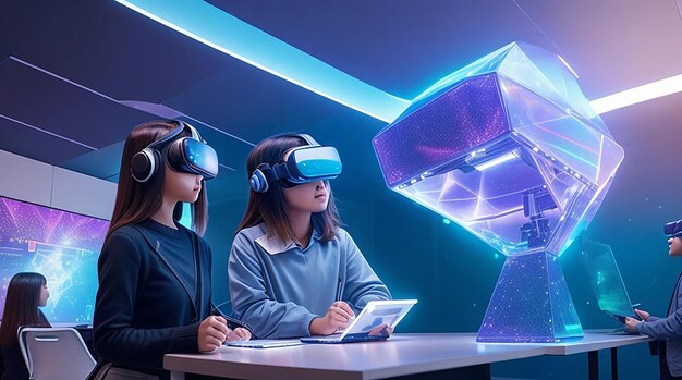 Innovation d'apprentissage immersif en salle de classe futuriste