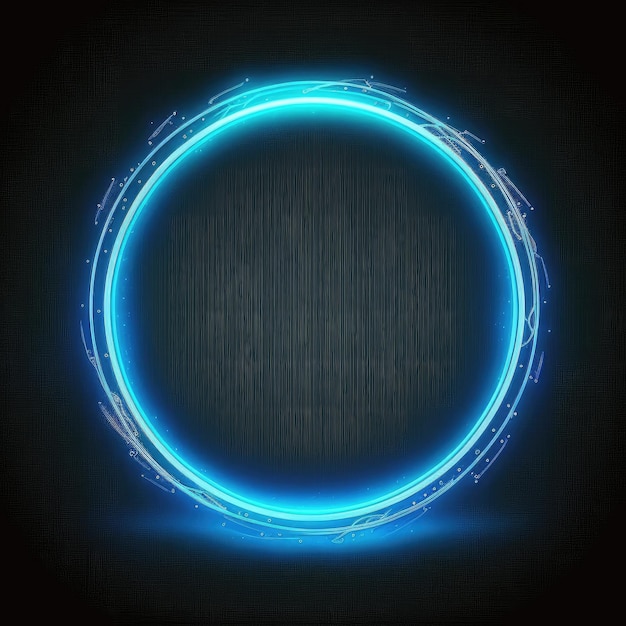 Innovation du cadre circulaire avec des effets de lumière au néon bleu