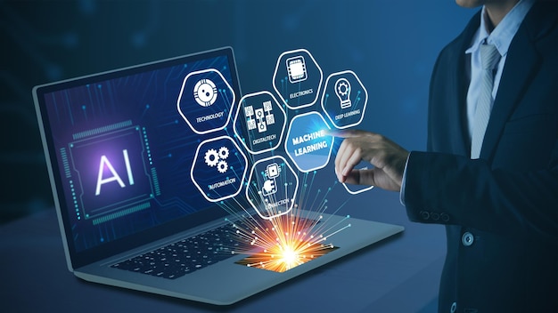 Innovation scientifique et technologique en matière d'intelligence artificielle et d'apprentissage automatique futuriste par l'IA