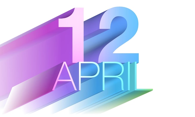 Inscription du 12 avril en violet bleu et vert Illustration