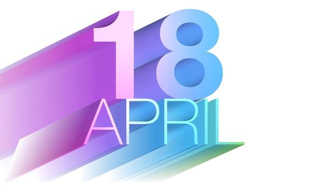 Inscription du 18 avril en violet bleu et vert Illustration