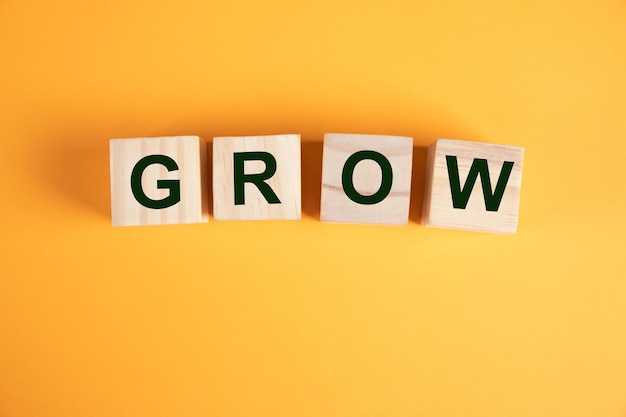 L'inscription GROW sur les cubes