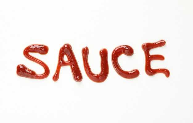 Inscription SAUCE en sauce sur blanc