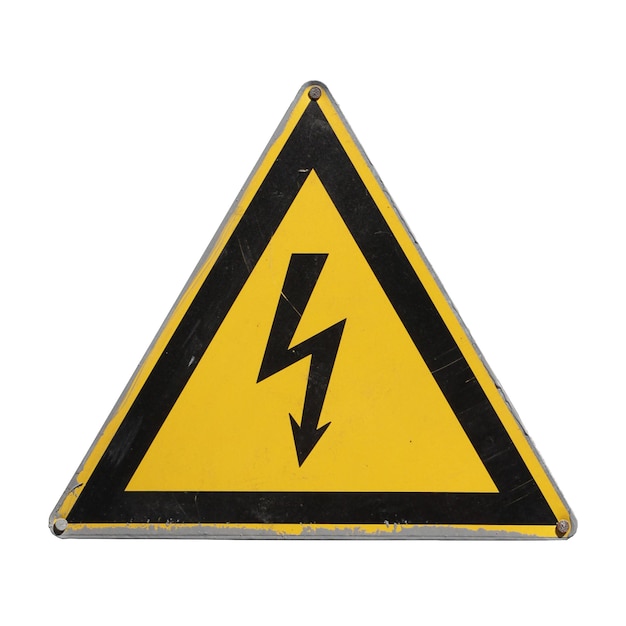 Inscrivez-haute tension Attention danger Triangle jaune isolé