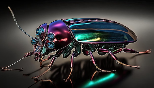 Insecte coléoptère Cardianl métallique réfléchissant coloré par Generate AI