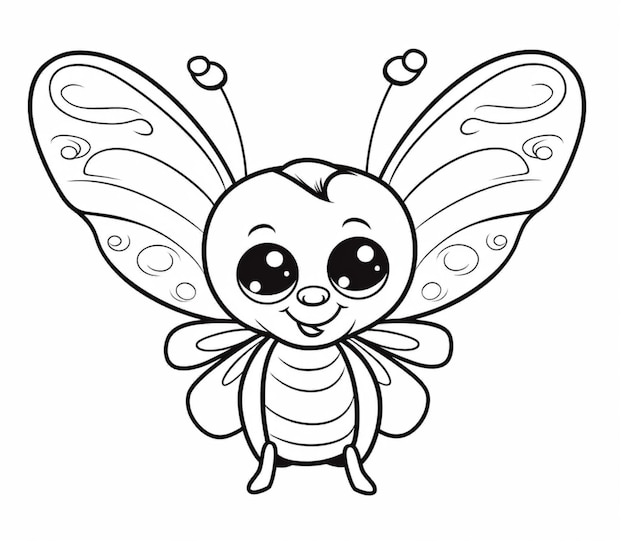 Photo un insecte de dessin animé avec des ailes de papillon et un coeur sur son dos ai génératif
