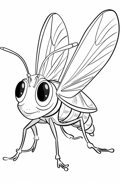 un insecte de dessin animé avec de grands yeux et de grandes antennes