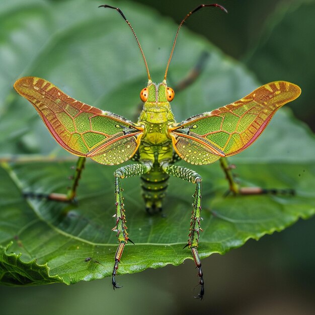 Insecte sur la feuille avec les ailes déployées Gorontalo Indonésie