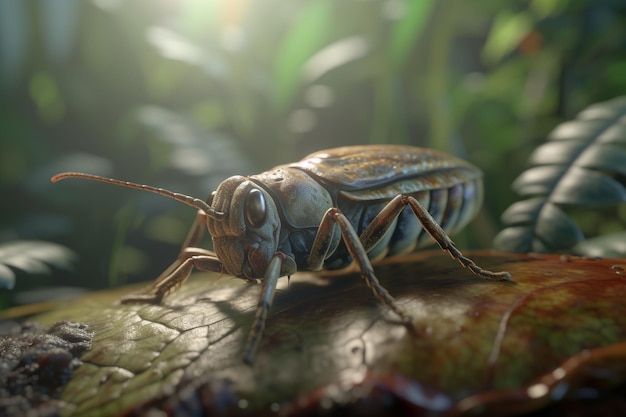 Un insecte sur une feuille dans la jungle