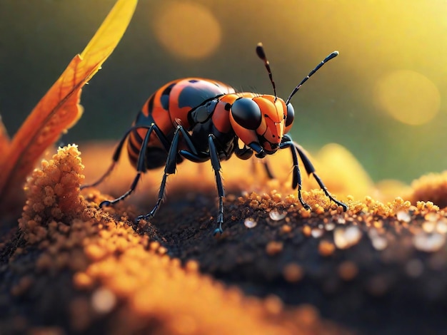 Un insecte sur une feuille vu de près