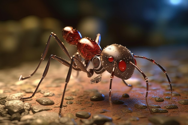 Insecte fourmi mécanique robotique futuriste avec nanotechnologie intégrée Technologie robotique du futur
