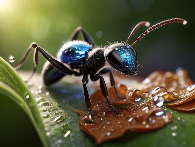 un insecte sur une surface humide