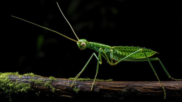 Un insecte vert sur une branche d'arbre Une vue rapprochée de la beauté de la nature