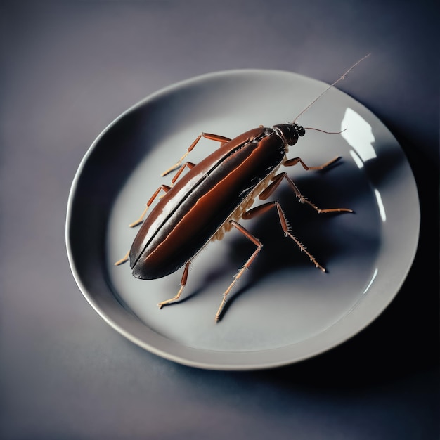 Des insectes sur une assiette de nourriture pour insectes