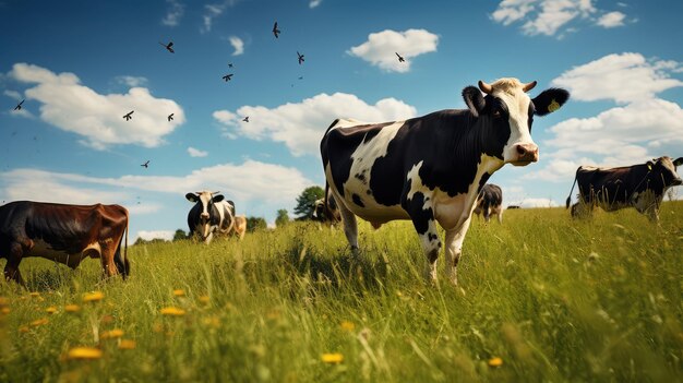 Les insectes volent sur les vaches.