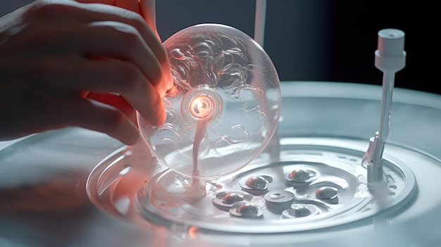 insémination artificielle rapprochée d'un ovule humain Illustration numérique Cartographie artistique sur la procédure de FIV
