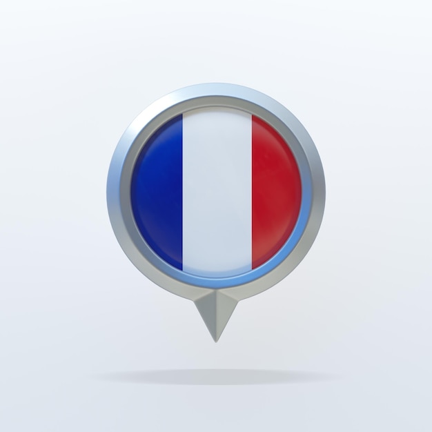 Insigne métallique du drapeau national de France avec un indicateur de localisation