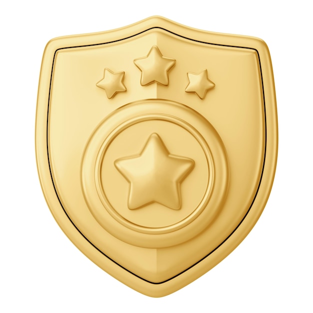 Insigne de police en or png élément 3D fond transparent