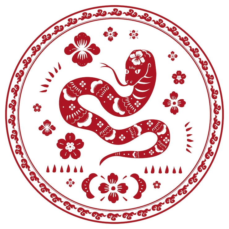 Photo insigne rouge de l'année du serpent png signe du zodiaque chinois traditionnel