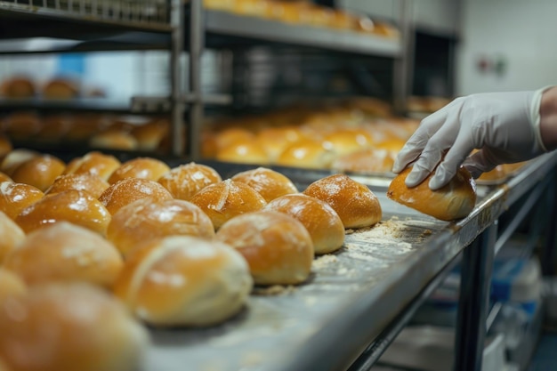 Inspection de la qualité des pains fraîchement cuits dans une boulangerie