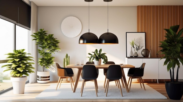 Inspiration de design d'intérieur de la beauté de la salle à manger de style scandinave moderne du milieu du siècle