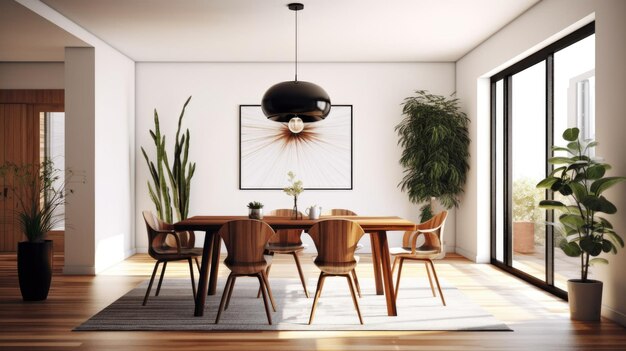 Inspiration de design d'intérieur de la beauté de la salle à manger de style scandinave moderne du milieu du siècle