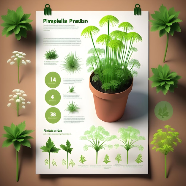 L'inspiration de l'infographie sur la plante Pimpinella pruatjan