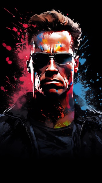 inspiration de Terminator eau couleur illustration vecteur papier peint dynamique dynamique mouvement splash fond noir