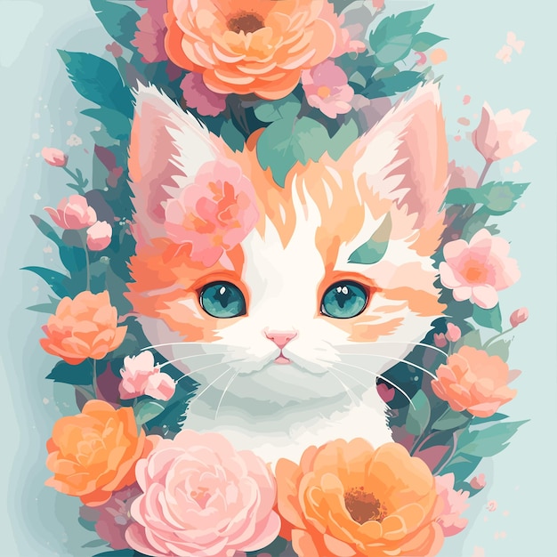 Inspirez des images qui mettent en valeur un AUTOCOLLANT significatif Une illustration détaillée d'une impression de chaton mignon et vif