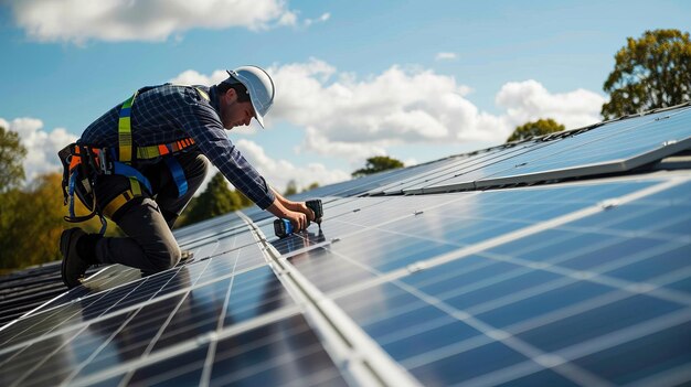 Installation de panneaux solaires élevés sur un toit plat néerlandais