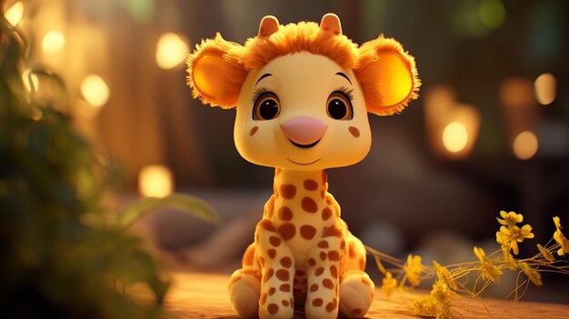 Installez-vous confortablement avec une peluche girafe mignonne et pelucheuse Aigenerated