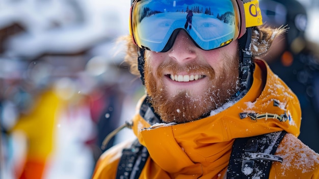 Instructeur de station de ski en uniforme avec équipement de ski