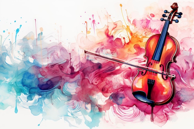 Instrument de musique Alcohol Ink Clipart fond copie espace maquette