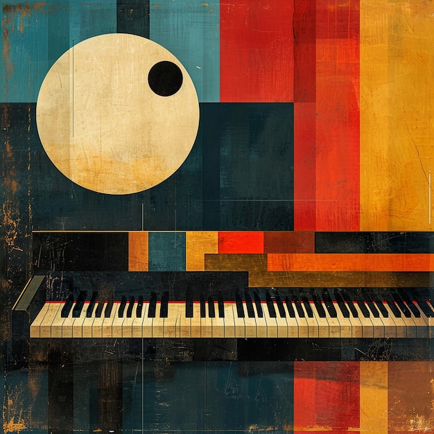 Instruments de musique dans le style abstrait avec des notes de musique