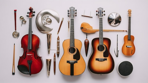 Instruments de musique sur fond blanc