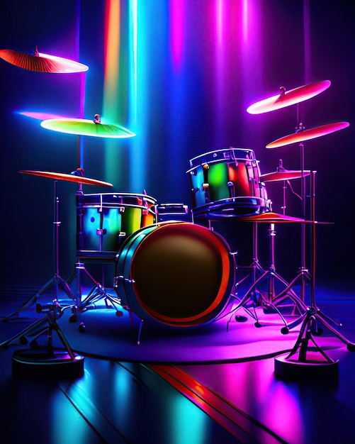 instruments de musique à percussion colorés à côté de bandes multicolores