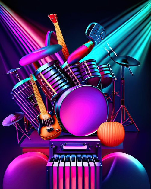 instruments de musique à percussion couleurs néon