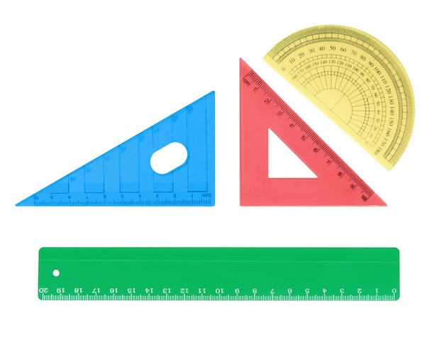Photo instruments de règle isolés sur fond blanc