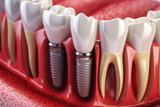 Photo intégration d'implants dentaires ou ostéointégration