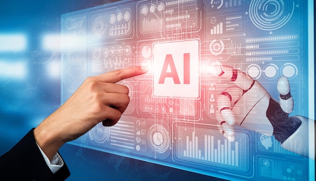 L'intelligence artificielle et l'apprentissage automatique du futur pour un robot droïde ou un cyborg