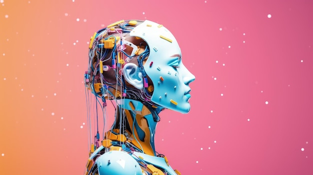 Intelligence artificielle apprentissage automatique informatique cognitive fond de couleur unie