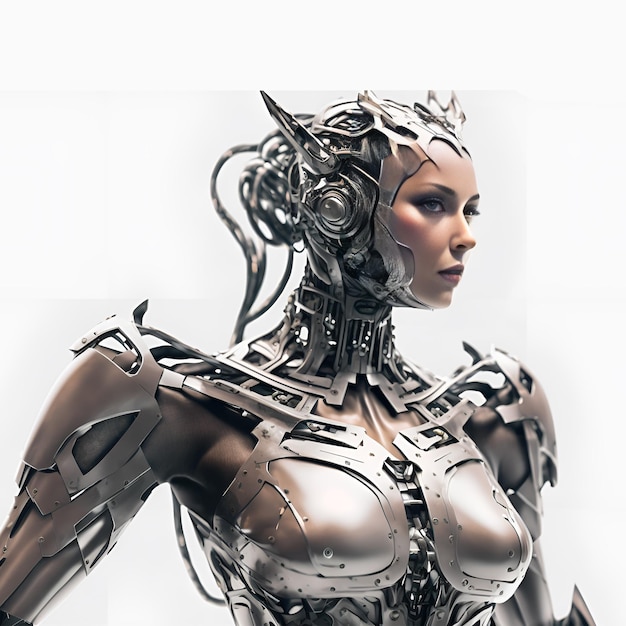 intelligence artificielle femme robot isolé transparent