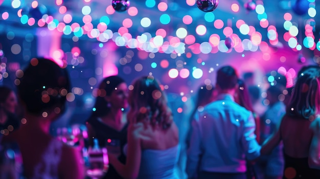 L'intelligence artificielle générative brouille l'arrière-plan des étudiants heureux dansant dans un club de disco concept de vie nocturne