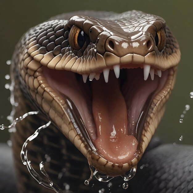 Photo l'intelligence artificielle a généré l'image du mauvais cobra qui goutte et crache du venin.