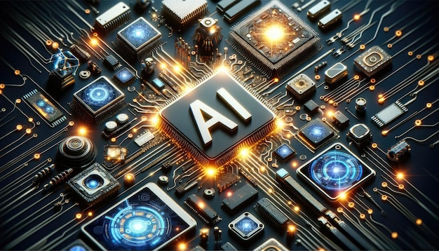 Intelligence artificielle IA avec fond de circuit