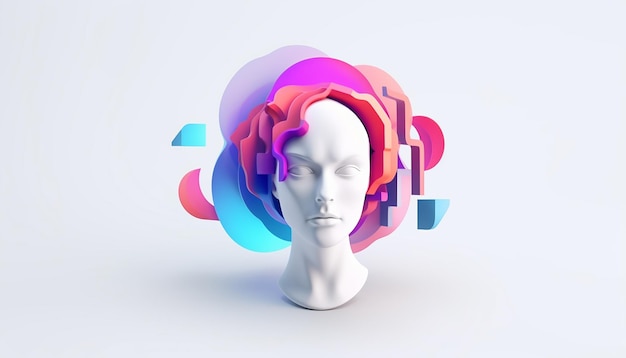 Intelligence Artificielle Logo Minimaliste 3d AI fond simple et blanc Ultra haute qualité