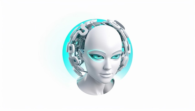 Intelligence Artificielle Logo Minimaliste 3d AI fond simple et blanc Ultra haute qualité