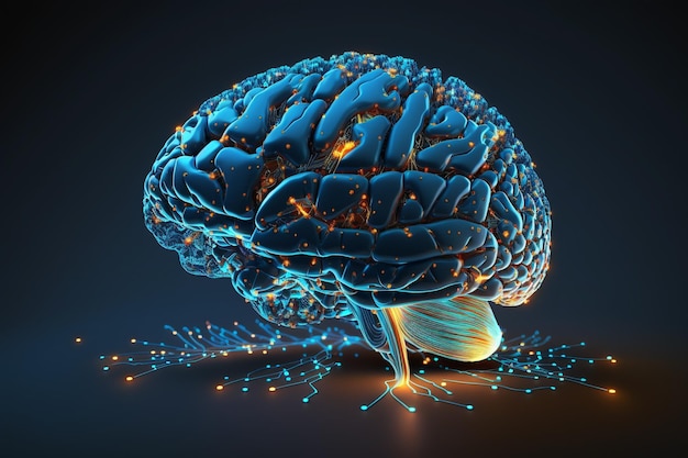 Intelligence artificielle nouvelle technologie Science futuriste Abstrait cerveau humain Technologie IA Unité centrale de traitement Chipset Big data Apprentissage automatique et domination de l'esprit cybernétique AI générative
