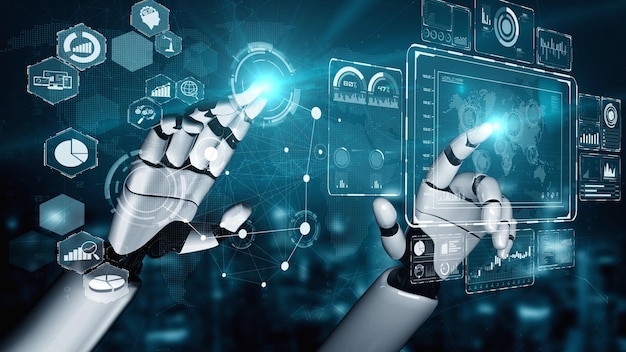 L'intelligence artificielle d'un robot futuriste éclaire le concept technologique de l'IA