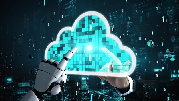 L'intelligence artificielle d'un robot futuriste éclaire le concept technologique de l'IA